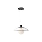 Kuzco Lighting PD517112MBCL Francesca 1-Lumière 60W Noir mat et verre transparent Suspendu