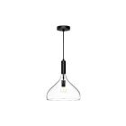Kuzco Lighting PD532312MBCL Belleview 1-Lumière 60W Verre transparent et noir mat Suspendu