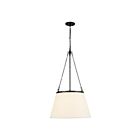 Kuzco Lighting PD544517MBWL Speakeasy 1-Lumière 60W Noir mat et lin blanc Suspendu