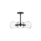 Kuzco Lighting PD548315MBCL Willow 3-Lumières 180W Verre transparent et noir mat Suspendu