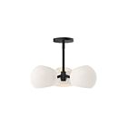 Kuzco Lighting PD548315MBOP Willow 3-Lumières 180W Noir mat et verre opale mat Suspendu