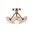 Kuzco Lighting SF346313VBAR Dahlia 11W Laiton vieilli et albâtre LED Semi Plafonnier Encastré