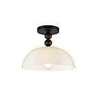 Kuzco Lighting SF459012MBGO Paisley 1-lumière 60W Noir mat et verre opalescent lustré Semi Plafonnier Encastré
