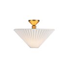 Kuzco Lighting SF497016BGFW Bridgette 1-lumière 60W Or brossé et blanc plissé Semi Plafonnier Encastré