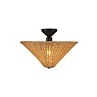 Kuzco Lighting SF497016MBRA Bridgette 1-lumière 60W Noir mat et rotin Semi Plafonnier Encastré
