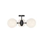 Kuzco Lighting SF505326MBOP Nouveau 3-lumières 120W Noir mat et verre opalescent mat Semi Plafonnier Encastré