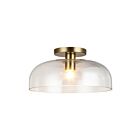 Kuzco Lighting SF515712BGCL Sylvia 1-lumière 60W Or brossé et verre transparent Semi Plafonnier Encastré