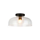 Kuzco Lighting SF515712MBCL Sylvia 1-lumière 60W Noir mat et verre transparent Semi Plafonnier Encastré
