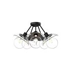 Kuzco Lighting SF517220MBCL Francesca 5-lumières 300W Verre transparent et noir mat Semi Plafonnier Encastré