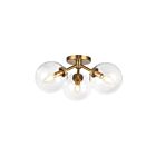 Kuzco Lighting SF549315AGCL Cassia 3-lumières 120W Or vieilli et verre transparent Semi Plafonnier Encastré
