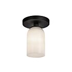 Kuzco Lighting SF57704-BK-GO Nola 1-lumière 40W Noir et verre opalescent lustré Incandescente Semi Plafonnier Encastré