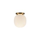 Kuzco Lighting SF579107BGGR Cherise 1-lumière 60W Or brossé et verre opalescent côtelé lustré Semi Plafonnier Encastré