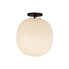 Kuzco Lighting SF579112MBGR Cherise 1-lumière 60W Noir mat et verre opalescent côtelé lustré Semi Plafonnier Encastré