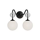 Kuzco Lighting VL415315MBOP Celia 2-lumières 120W Noir mat et verre opale Lampe de salle de bain