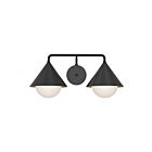 Kuzco Lighting VL485221MBOP Remy 2-lumières 120W Noir mat et verre opale Lampe de salle de bain