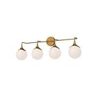 Kuzco Lighting VL505136AGOP Nouveau 4-lumières 160W Or vieilli et verre opale mat Lampe de salle de bain