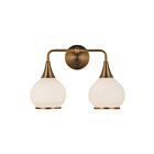 Kuzco Lighting VL524217AGOP Hazel 2-lumières 120W Or vieilli et verre opale mat Lampe de salle de bain