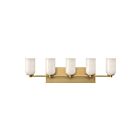 Kuzco Lighting VL57732-BG-GO Nola 5-lumières 200W Or brossé et verre opale lustré Incandescente Lampe de salle de bain