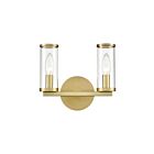 Kuzco Lighting WV309022NBCG Revolve 2-lumières 120W Verre transparent et laiton naturel Lampe de salle de bain