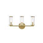 Kuzco Lighting WV309033NBCG Revolve 3-lumières 180W Verre transparent et laiton naturel Lampe de salle de bain