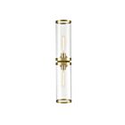 Kuzco Lighting WV311602NBCG Revolve II 2-lumières 120W Verre transparent et laiton naturel Lampe de salle de bain