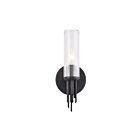 Kuzco Lighting WV335103MBCR Torres 1-lumière 40W Verre strié transparent et noir mat Lampe de salle de bain