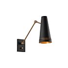 Kuzco Lighting WV342105MBHL Brickell 1-lumière 60W Noir mat et cuir noisette Lampe de salle de bain