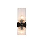 Kuzco Lighting WV442612MBCR Nelly 2-lumières 80W Noir mat et verre strié transparent Lampe de salle de bain