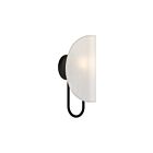 Kuzco Lighting WV450706MBCW Seno 1-lumière 60W Noir mat et tissu de coton blanc Lampe de salle de bain