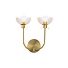 Kuzco Lighting WV515212BGCL Sylvia 2-lumières 120W Or brossé et verre transparent Lampe de salle de bain