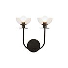 Kuzco Lighting WV515212MBCL Sylvia 2-lumières 120W Noir mat et verre transparent Lampe de salle de bain
