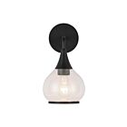 Kuzco Lighting WV524006MBCL Hazel 1-lumière 60W Verre transparent et noir mat Lampe de salle de bain
