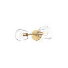 Kuzco Lighting WV548217BGCL Willow 2-lumières 120W Or brossé et verre transparent Lampe de salle de bain