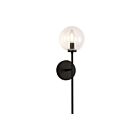 Kuzco Lighting WV549101MBCL Cassia 1-lumière 40W Noir mat et verre transparent Lampe de salle de bain