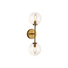 Kuzco Lighting WV549220AGCL Cassia 2-lumières 80W Or vieilli et verre transparent Lampe de salle de bain