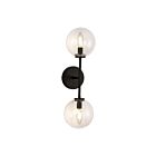 Kuzco Lighting WV549220MBCL Cassia 2-lumières 80W Noir mat et verre transparent Lampe de salle de bain