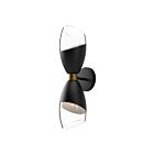 Kuzco Lighting WV587224MBCL Capri 2-lumières 120W Verre transparent et noir mat Lampe de salle de bain