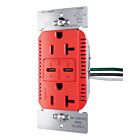 Legrand TR20USBPD65RED 20A 125V Rouge Prise de courant USB commerciale