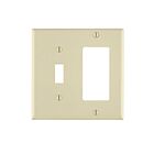 Leviton 80707-T Plaque combinée en nylon gris à 2 groupes