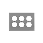 Leviton 80730-GY Plaque duplex en nylon gris, 3 groupes