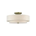 Livex Lighting 45849-01 Monroe 6-lumières 60W Laiton antique Plafonnier Semi Encastré