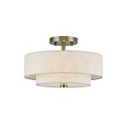 Livex Lighting 51083-01 Monroe 2-lumières 60W Laiton antique Plafonnier Semi Encastré