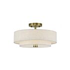 Livex Lighting 51084-01 Monroe 3-lumières 60W Laiton antique Plafonnier Semi Encastré