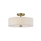 Livex Lighting 52135-01 Monroe 3-lumières 60W Laiton antique Plafonnier Semi Encastré