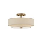 Livex Lighting 58854-48 Bellingham 3-lumières 60W Feuille d'or antique Plafonnier Semi Encastré