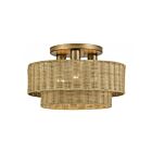 Livex Lighting 60047-48 Weavington 3-lumières 40W Feuille d'or antique Plafonnier Semi Encastré