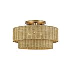 Livex Lighting 60048-48 Weavington 3-lumières 40W Feuille d'or antique Plafonnier Semi Encastré