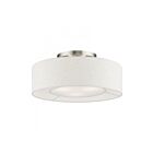 Livex Lighting Ellsworth 40143-91 3-Lumières 120W Nickel brossé avec des accents blancs brillants Plafonnier Semi Encastré