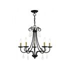 Livex Lighting 40875-05 Daphne 5-lumières 300W Noir avec accents en laiton antique Lustre