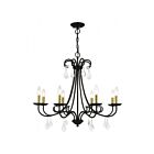 Livex Lighting 40878-05 Daphne 8-lumières 480W Noir avec accents en laiton antique Lustre